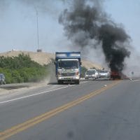 Peru Burning Tire Protest